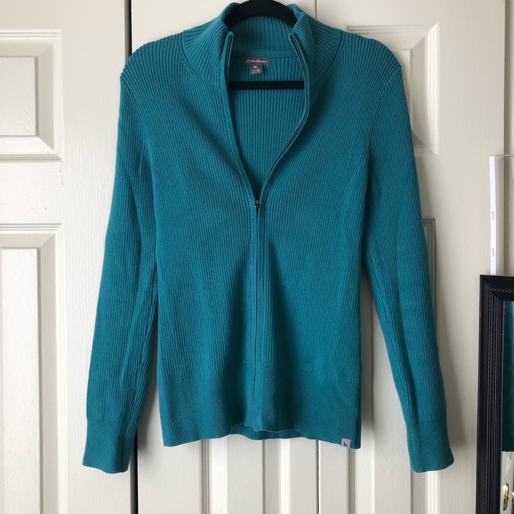 Turquoise Full Zip Sweater